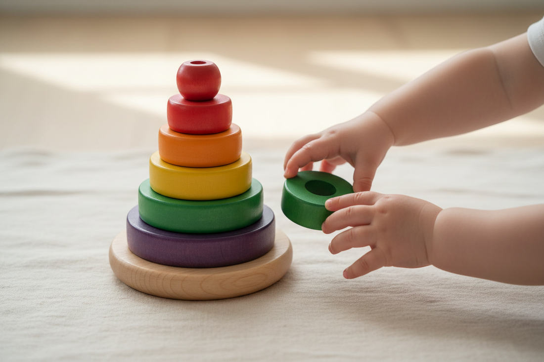 Der erste Regenbogen für kleine Hände: Warum Stapelringe ab 6 Monaten ein Meilenstein der Entwicklung sind Spileo