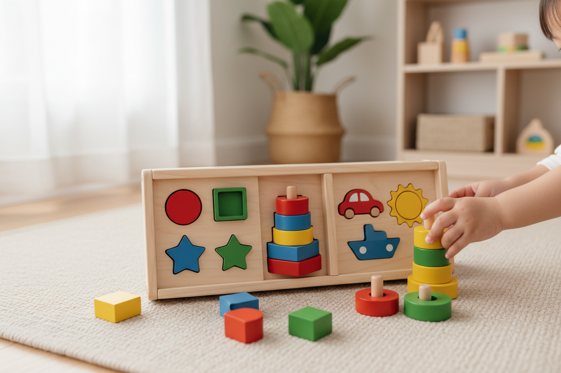 Drei Spiele in einem: Wie das 3-in-1 Montessori-Holzspielzeug die Entwicklung von 1- bis 3-Jährigen ganzheitlich fördert Spileo