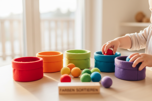 Erste Farbenpracht für kleine Hände: Wie Regenbogenbälle in Tassen Babys Welt sortierbar machen Spileo