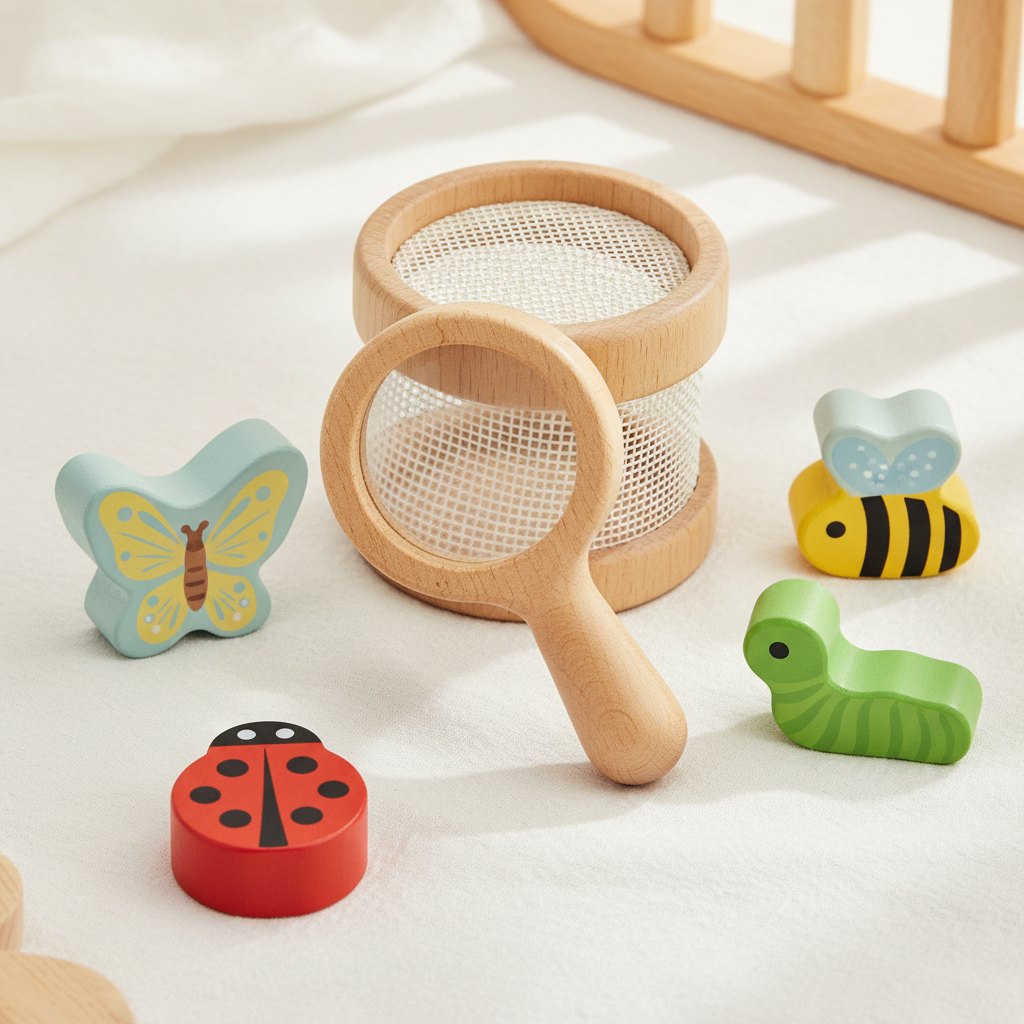 Holz-Montessori-Spielzeug zum Insektenfangen – Pädagogischer Lernspaß für Kleinkinder ab 1 Jahr Spileo