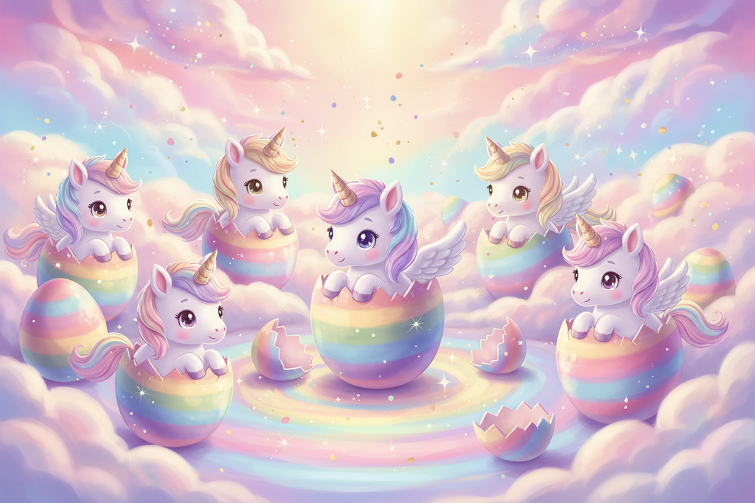 Schlüpfende Eier mit Einhörnern – Magisches Regenbogen-Wunder für Kinder ab 3 Jahren Spileo