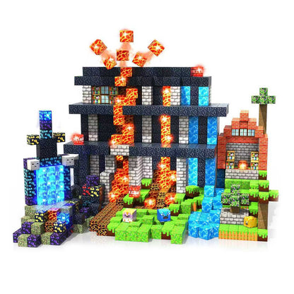 150 Stück Magnetische Bausteine Pixel-Design - Magnetwürfel Set im Mine-World Stil - Kreatives Konstruktionsspielzeug für Kinder ab 3 Jahren - MINT Lernspielzeug Geschenk für Jungen & Mädchen - Spileo