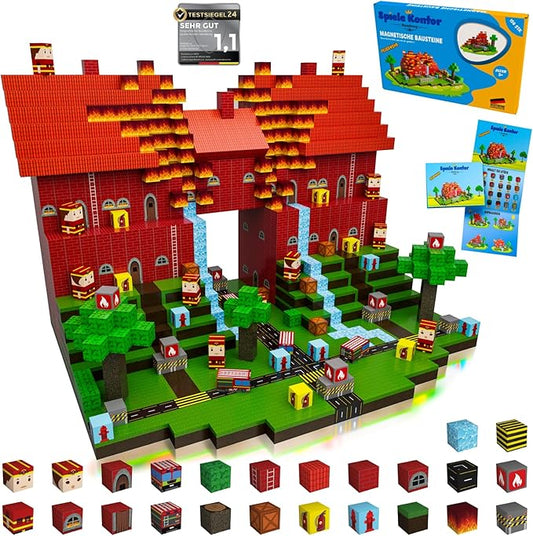 150 Stück Magnetische Bausteine Pixel-Design - Magnetwürfel Set im Mine-World Stil - Kreatives Konstruktionsspielzeug für Kinder ab 3 Jahren - MINT Lernspielzeug Geschenk für Jungen & Mädchen - Spileo