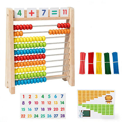 Natureich Abakus aus Buchenholz – 100 bunte Kugeln, Rechenrahmen für Grundschüler mit Übungsaufgaben | Lernen mit Spaß & Spiel
