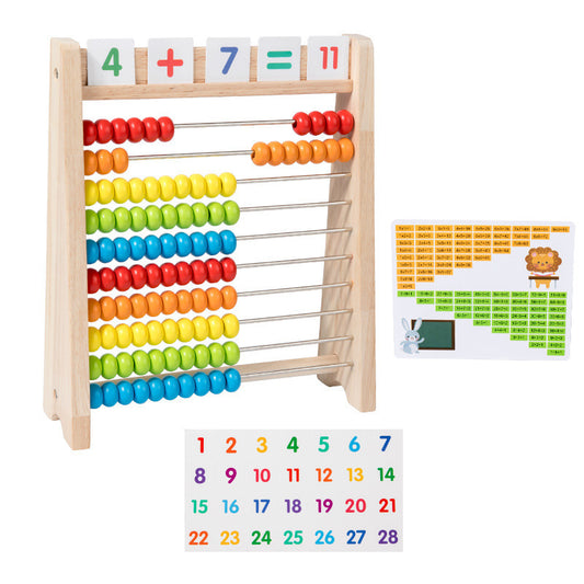 Natureich Abakus aus Buchenholz – 100 bunte Kugeln, Rechenrahmen für Grundschüler mit Übungsaufgaben | Lernen mit Spaß & Spiel