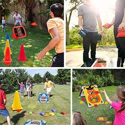 3-in-1 Outdoor Spielzeug Set – Ringwurfspiel, Sitzsäcke & Kegel Spileo
