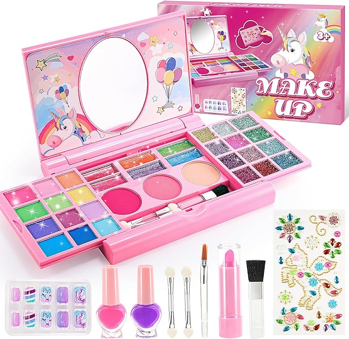 Schminkkoffer für Mädchen – Waschbares Kinder Schminkset, Spielzeug Make-up Geschenk für Kinder 3–12 Jahre - Spileo