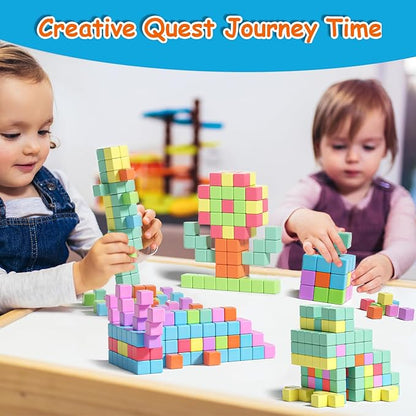 Magnetic Blocks, Magnet Building Cubes for Toddlers Ages 3-5, STEM Educational Sensory Autism Montessori Preschool Toys, Gifts for Kids Ages 4-8 Year Old Boys and Girls - Spileo