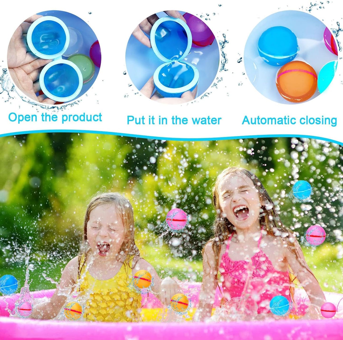 Wiederverwendbare Wasserballons – 12 Stück selbstschließendes Outdoor Spielzeug Spileo