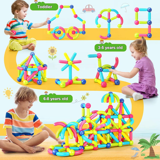 Magnetspielzeug für 3-jährige Jungen und Mädchen, Montessori-Spielzeug für Kleinkinder, Kinder, magnetische Blöcke, zum Selberbauen, Lernspielzeug, Geschenk, Starter-Set - Spileo