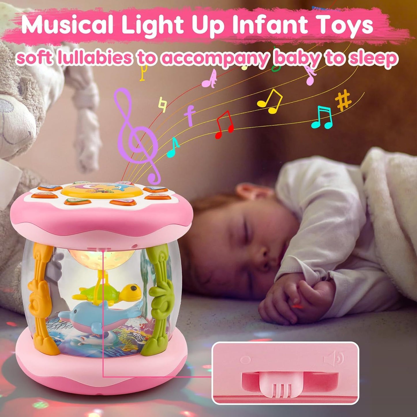 Lernspielzeug ab 6 Monate – Drehender Projektor mit Licht & Musik für Jungen und Mädchen, ideal als Geschenk für Kleinkinder von 6–18 Monaten