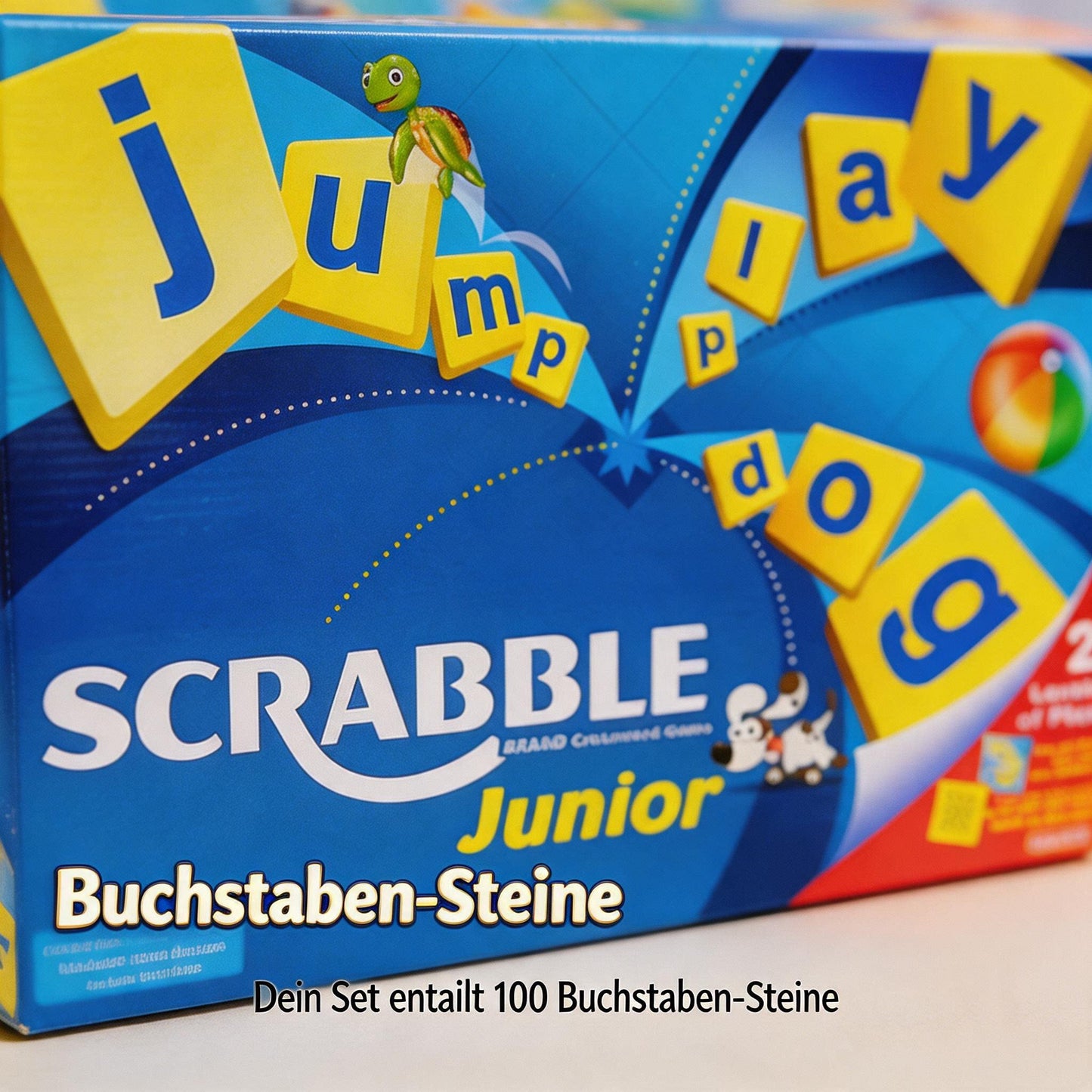 Scrabble Junior – Wortspiel für Kinder ab 6 Jahren, für 2–4 Spieler, Brettspiel zur Sprachförderung