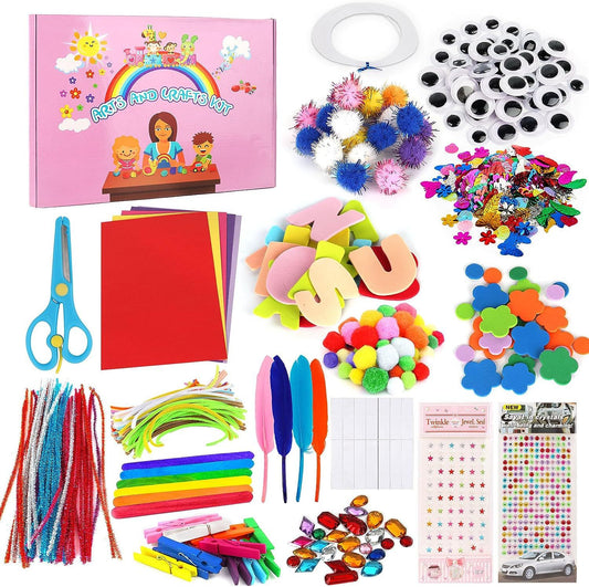 3200+ Teile Bastelset für Kinder 4–12 Jahre – 12 DIY-Bastelideen, Aufbewahrungskiste, Kreativset für Mädchen