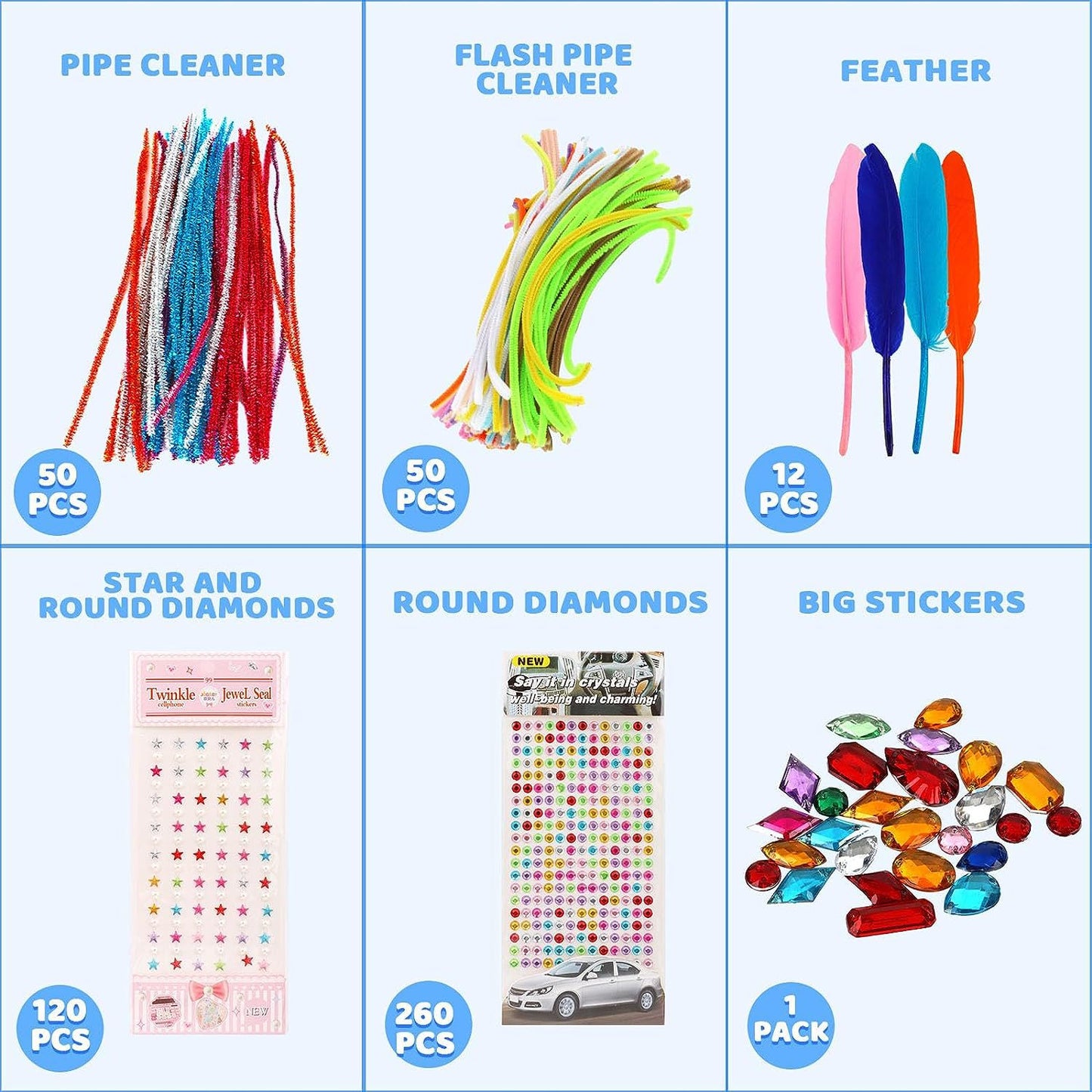 3200+ Teile Bastelset für Kinder 4–12 Jahre – 12 DIY-Bastelideen, Aufbewahrungskiste, Kreativset für Mädchen