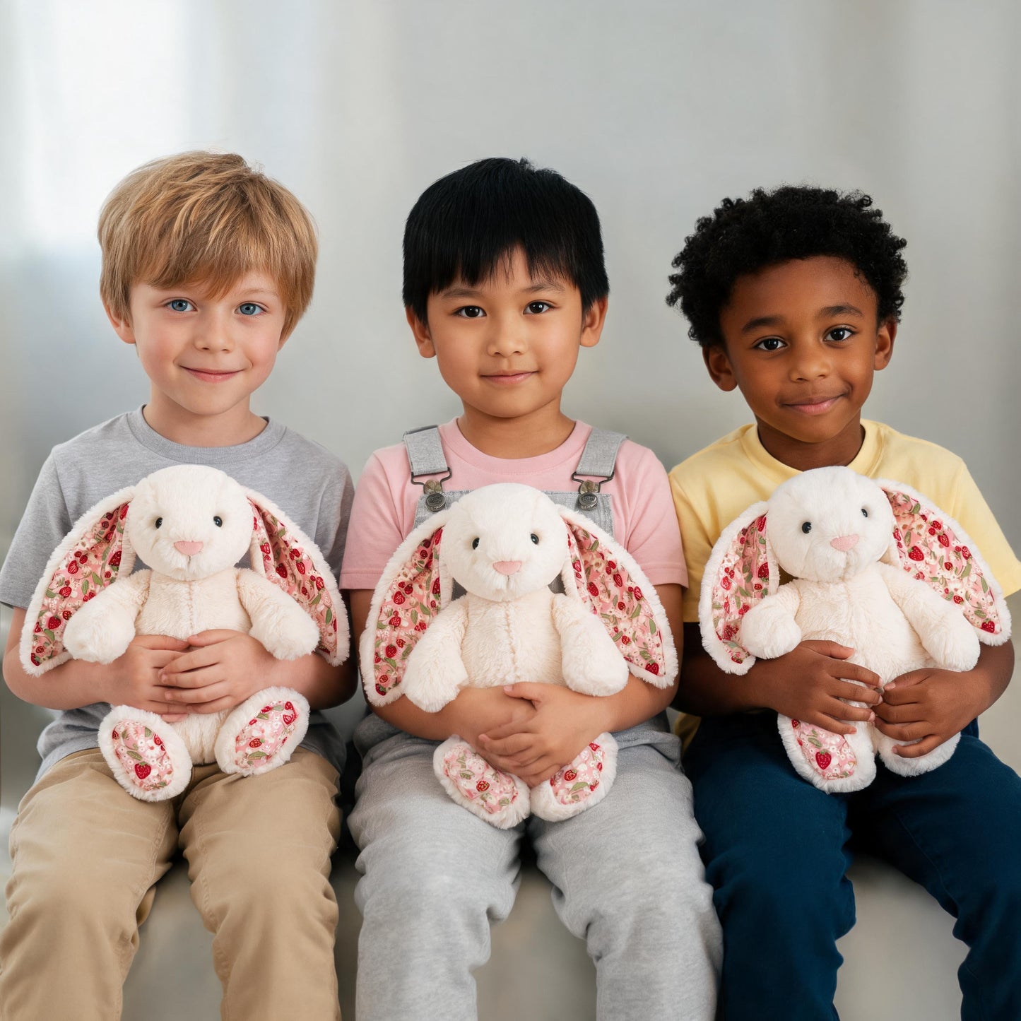 18 cm Plüschhase mit Schlappohren – Kuschelweiches Kinderkuscheltier, beweglich, waschbar, hellgrau