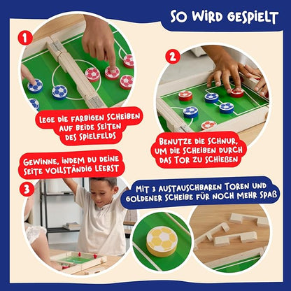 Sling Puck Brettspiel aus FSC-Holz – Geschicklichkeitsspiel für 2 Spieler ab 4 Jahren – Ideales Reisespiel und Geschenk für Jungen & Mädchen von 4–12 Jahren