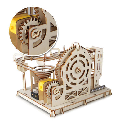3D Holz Modellbausatz Murmelbahn – Mechanische Kugelbahn zum Selberbauen für Kinder ab 14 und Erwachsene