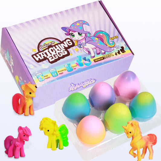Regenbogen-Eier schlüpfen Einhörner – 6er-Pack Spielzeug für Kinder ab 3 Jahren, ideale Geburtstags- und Ostergeschenke für Jungen und Mädchen