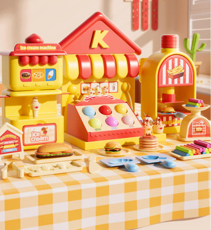 Kreatives Knete-Set für Kinder ab 3 Jahren – Mit Eismaschine, Knetwerkzeug & Zubehör für fantasievolles Spielen in der Kinderküche