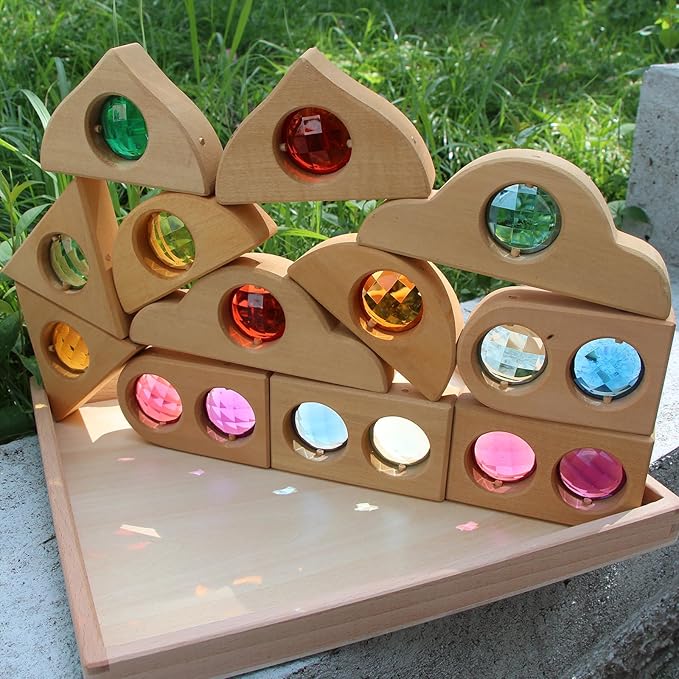 Regenbogen-Stapelspiel aus Acryl mit Kaleidoskop-Effekt – Bunter Bausteine-Spaß für Kinder als Geschenk zu Geburtstag und Festen