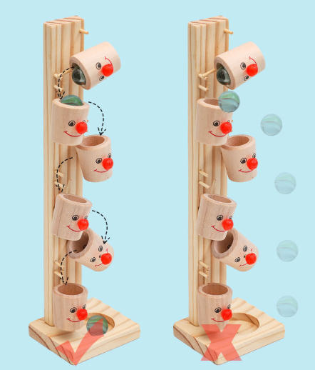 Holzspielzeug Rutschbahn mit bunten Bechern – lustiges Balllaufspiel zur Förderung von Hand-Auge-Koordination und Konzentration, leicht tragbares Familienspielzeug