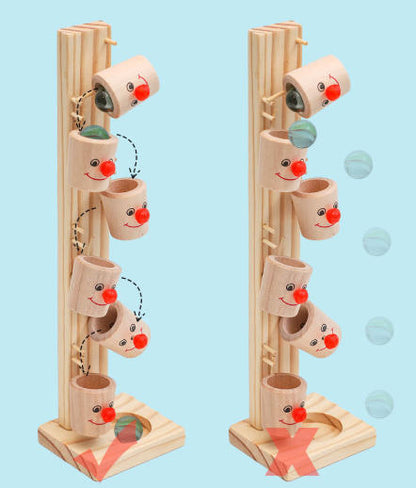 Holzspielzeug Rutschbahn mit bunten Bechern – lustiges Balllaufspiel zur Förderung von Hand-Auge-Koordination und Konzentration, leicht tragbares Familienspielzeug