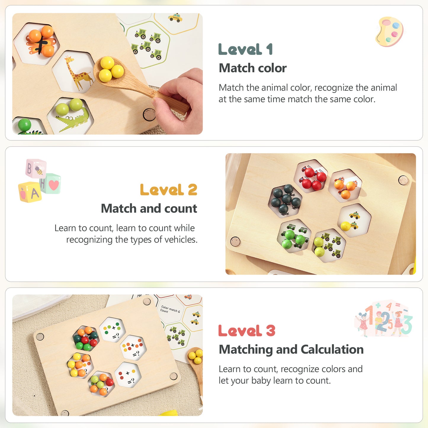 Montessori-Spielzeug ab 3 Jahre – Farben sortieren, stapeln & lernen mit Regenbogenperlen | Kreatives Lernspiel für Vorschulkinder