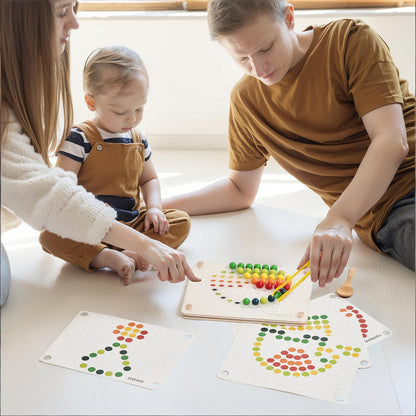Montessori-Spielzeug ab 3 Jahre – Farben sortieren, stapeln & lernen mit Regenbogenperlen | Kreatives Lernspiel für Vorschulkinder