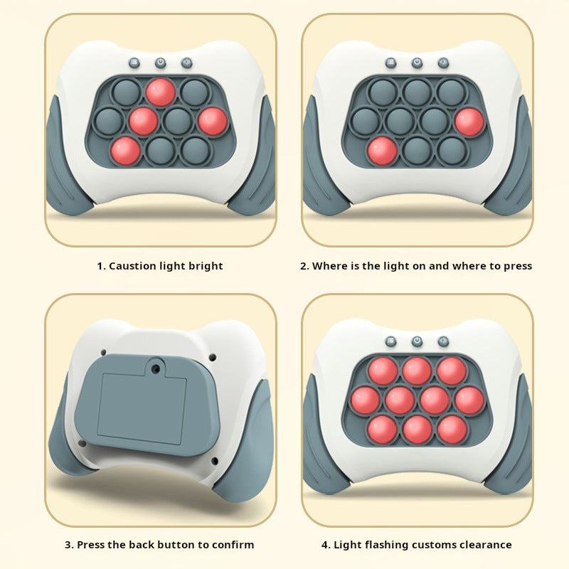 Schnelle Push-Blasen-Spielkonsole – Leuchtendes Knopf-Puzzle zur Entspannung und Förderung der Hand-Augen-Koordination (Hellblau)
