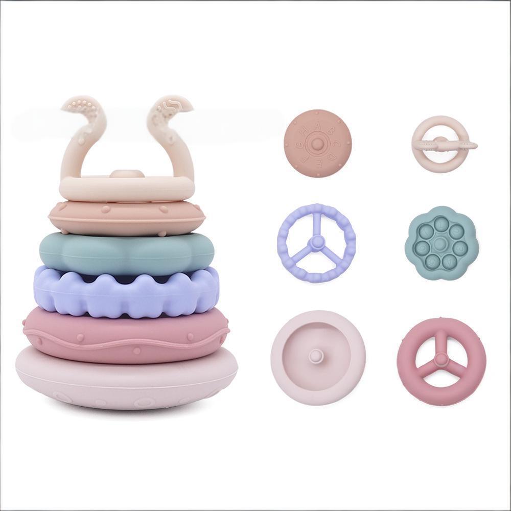 Baby-Spielzeug-Set für 3–36 Monate – Beißring mit Greifling, Stapelturm & Sensorik-Spielzeug, sicheres & langlebiges Geschenk zur Geburt oder zum 1. Geburtstag