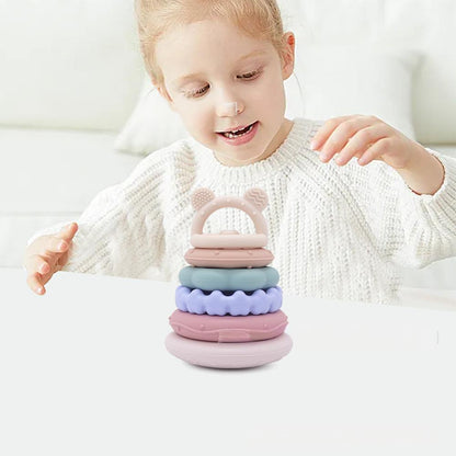 Baby-Spielzeug-Set für 3–36 Monate – Beißring mit Greifling, Stapelturm & Sensorik-Spielzeug, sicheres & langlebiges Geschenk zur Geburt oder zum 1. Geburtstag