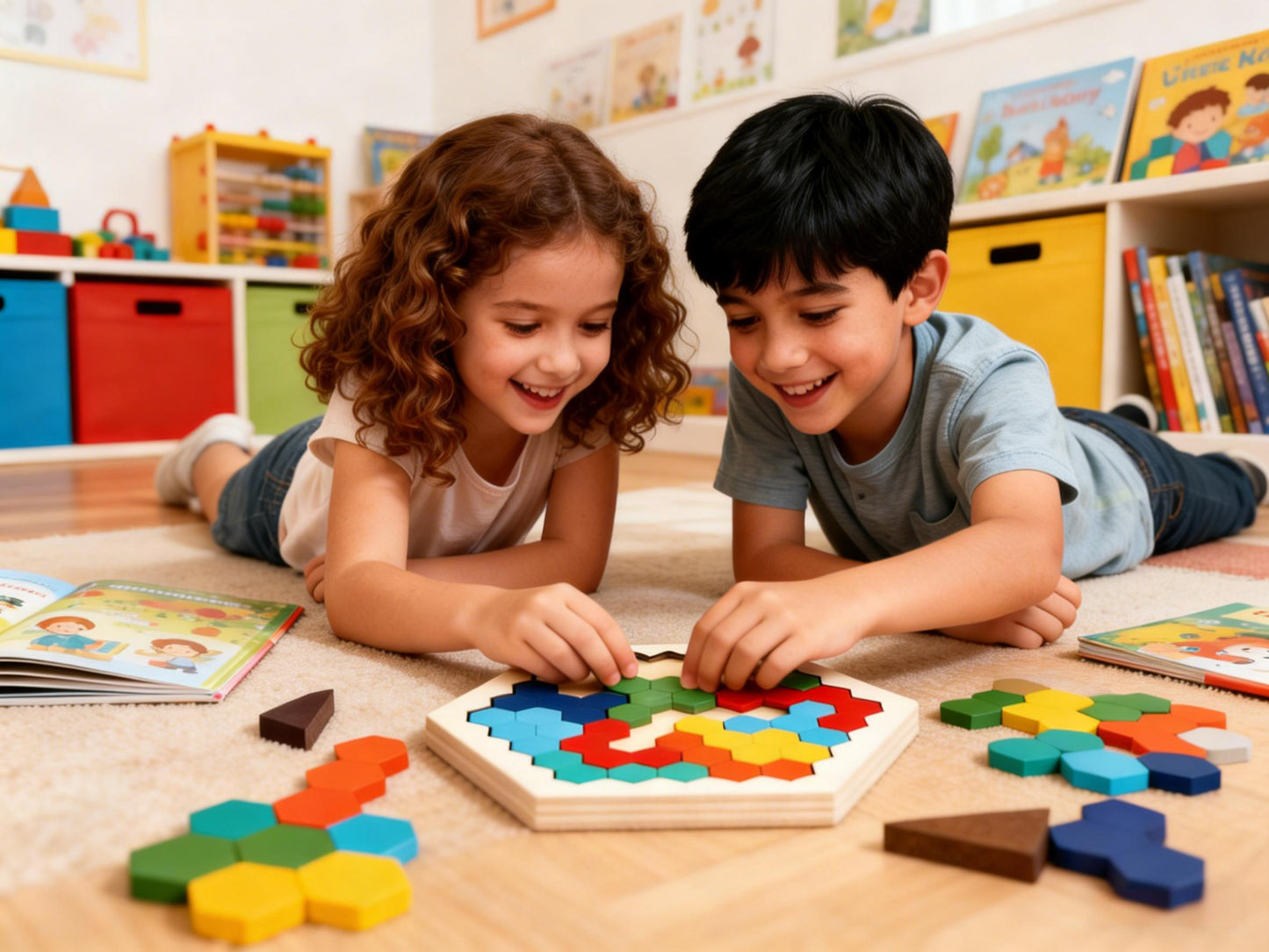 Hölzernes Sechseck-Puzzle – Geometrisches Tangram-Spiel zur Förderung von Logik, IQ und räumlichem Denken für alle Altersgruppen