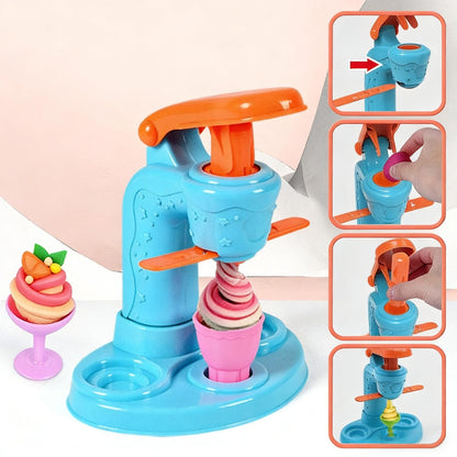 4-in-1 Knetset für Kinder ab 3 Jahren – 73-teiliges Spielzeug mit Eismaschine, Burgerpresse, Nudelmaschine & Kuchenformen, inkl. 24 Knetmassen und Werkzeugen als Geschenk für Jungen & Mädchen