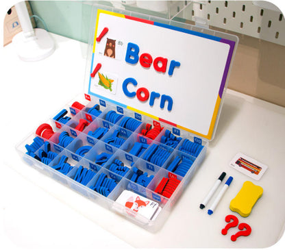 Bunte Magnetbuchstaben mit Tafel – 234-teiliges Schaumstoff-Alphabet mit Groß- und Kleinbuchstaben sowie Lernkarten für Kleinkinder, pädagogisches Lernspielzeug