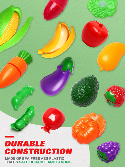 Spielküche Zubehör mit Handkorb – Küchenspielzeug für Kinder ab 3 Jahren, ideal als Geschenk für Mädchen