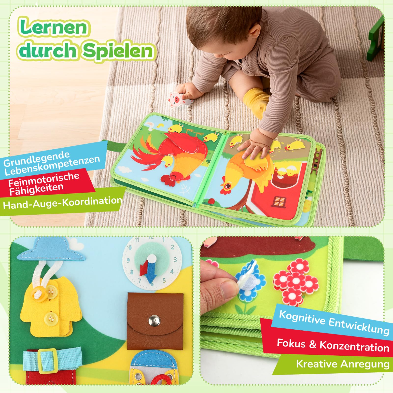 Busy Board Montessori Spielzeug ab 1 Jahr Spileo