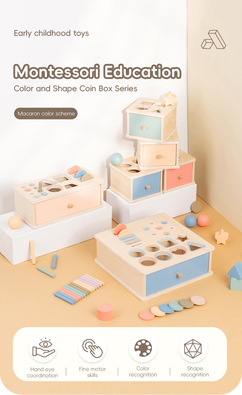 3-in-1 Montessori Lernspielzeug ab 1 Jahr – Holz-Steck- und Sortierspiel mit Aufbewahrungsbox für Farben, Formen und motorische Entwicklung | Sensorik-Spielzeug für Kinder 1–3 Jahre