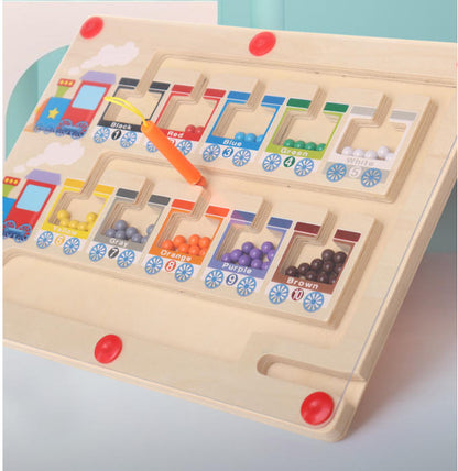 Lernspielzeug ab 3 Jahren – Magnetspiel Labyrinth aus Holz mit Zahlen & Farben, Montessori Sortierspiel für Jungen & Mädchen als Geschenkidee