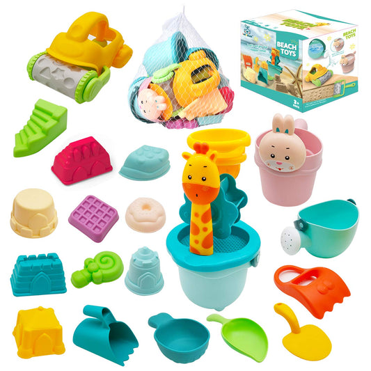 Sandspielzeug Set Kinder 18-teilig mit Eimer Spileo