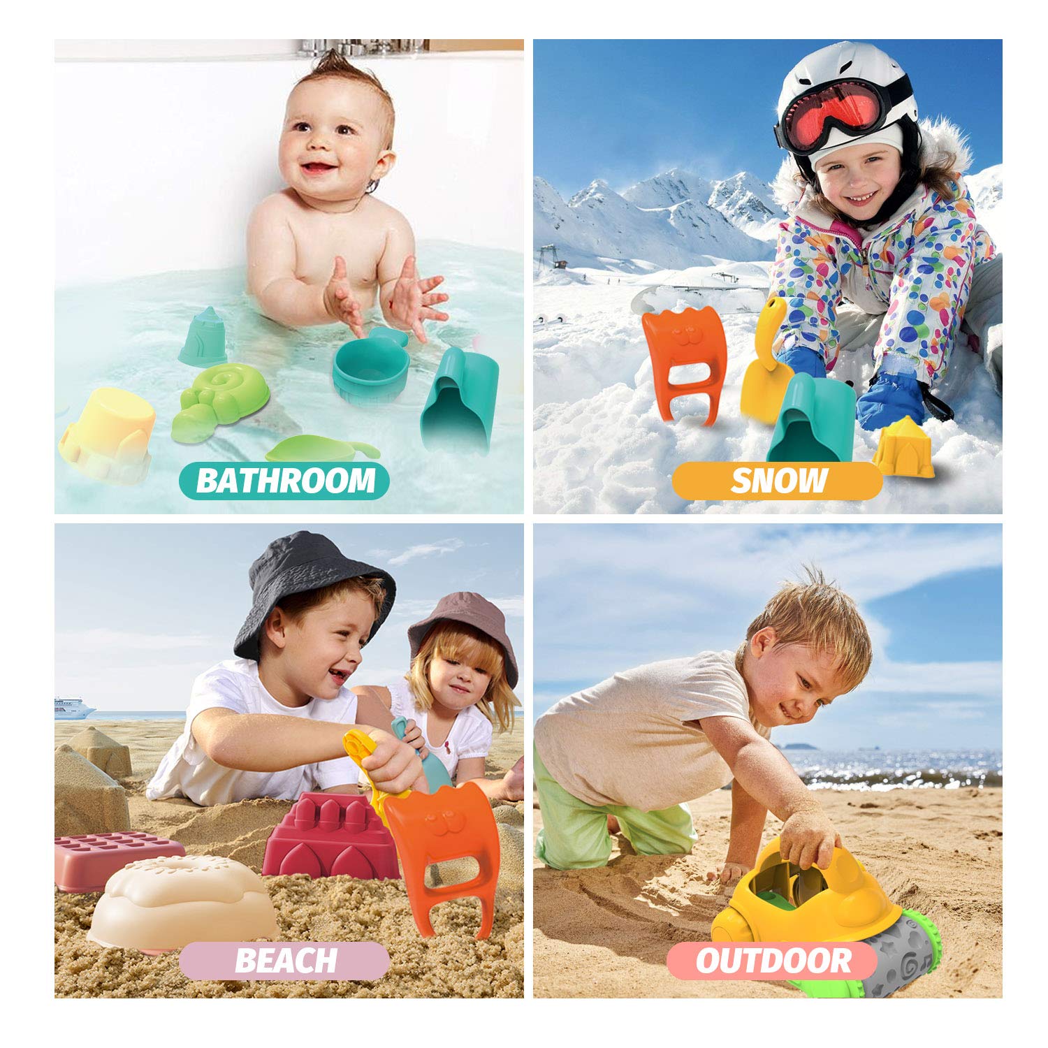 Sandspielzeug Set Kinder 18-teilig mit Eimer Spileo